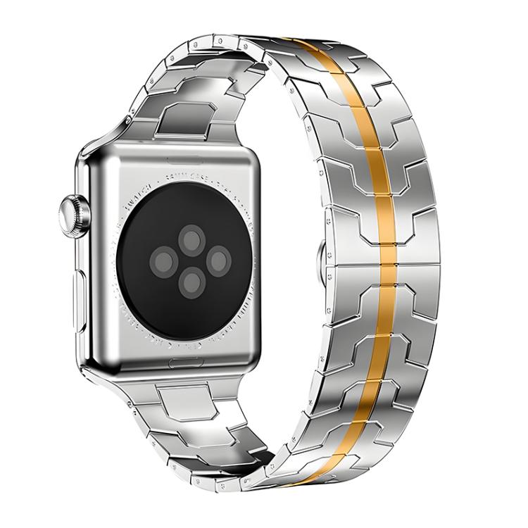 For Apple Watch 38 / 40 / 41 / S10 42mm xDfind Butterfly Buckle Stainless Steel Watch Band(Silver Gold) - Watch Bands by xDfind | Online Shopping UK | buy2fix