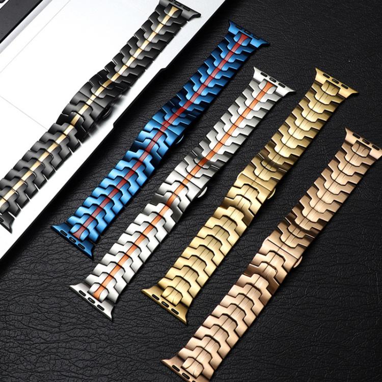 For Apple Watch 38 / 40 / 41 / S10 42mm xDfind Butterfly Buckle Stainless Steel Watch Band(Silver Gold) - Watch Bands by xDfind | Online Shopping UK | buy2fix