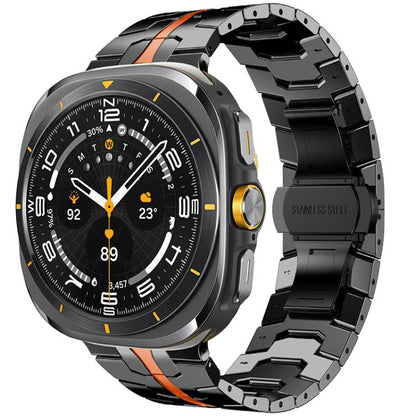 For Samsung Galaxy Watch8 / 8 Classic xDfind Butterfly Buckle Stainless Steel Watch Band(Black Orange) - Watch Bands by xDfind | Online Shopping UK | buy2fix