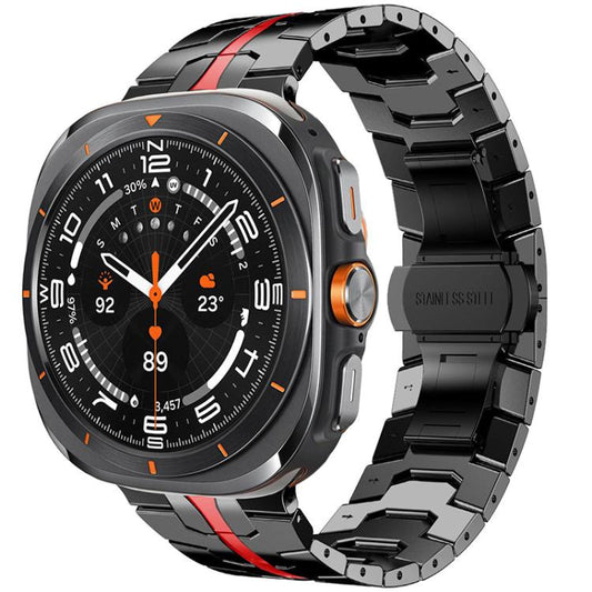 For Samsung Galaxy Watch8 / 8 Classic xDfind Butterfly Buckle Stainless Steel Watch Band(Black Red) - Watch Bands by xDfind | Online Shopping UK | buy2fix