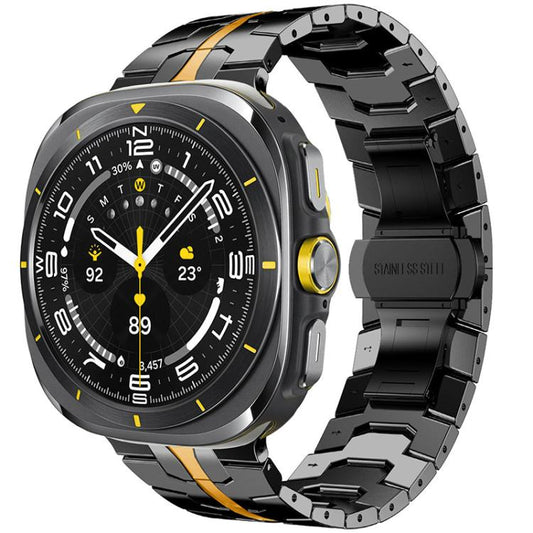 For Samsung Galaxy Watch8 / 8 Classic xDfind Butterfly Buckle Stainless Steel Watch Band(Black Gold) - Watch Bands by xDfind | Online Shopping UK | buy2fix
