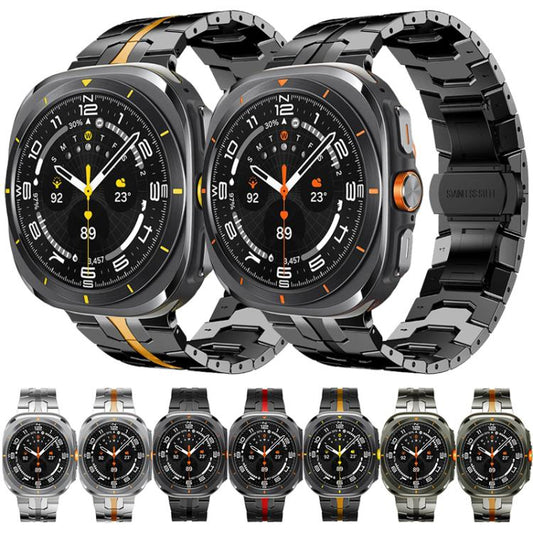 For Samsung Galaxy Watch8 / 8 Classic xDfind Butterfly Buckle Stainless Steel Watch Band(Black Orange) - Watch Bands by xDfind | Online Shopping UK | buy2fix
