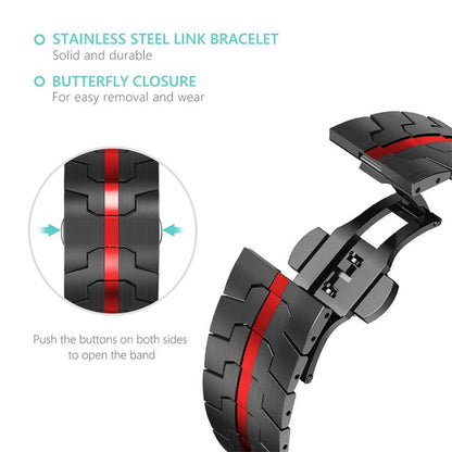 For Samsung Galaxy Watch8 / 8 Classic xDfind Butterfly Buckle Stainless Steel Watch Band(Black Orange) - Watch Bands by xDfind | Online Shopping UK | buy2fix