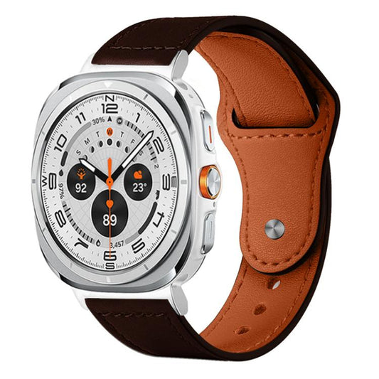 For Samsung Galaxy Watch Ultra / Ultra 2025 xDfind Rivet Buckle Genuine Leather Watch Band(Dark Brown) - Watch Bands by xDfind | Online Shopping UK | buy2fix