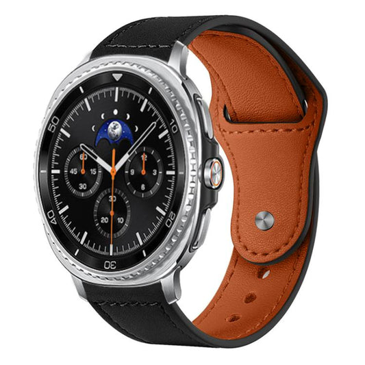 For Samsung Galaxy Watch8 / 8 Classic xDfind Rivet Buckle Genuine Leather Watch Band(Black) - Watch Bands by xDfind | Online Shopping UK | buy2fix