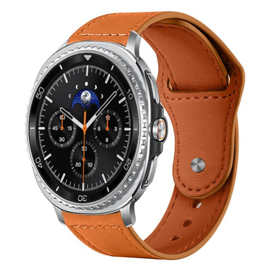 For Galaxy Watch9 / 8 / 8 Classic xDfind Rivet Buckle Genuine Leather Watch Band(Brown)