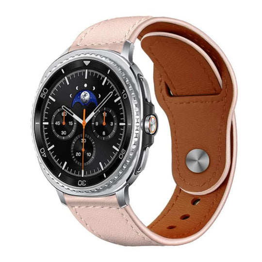For Galaxy Watch9 / 8 / 8 Classic xDfind Rivet Buckle Genuine Leather Watch Band(Pink)