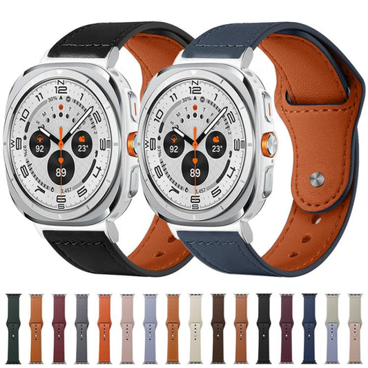 For Samsung Galaxy Watch8 / 8 Classic xDfind Rivet Buckle Genuine Leather Watch Band(Dark Blue) - Watch Bands by xDfind | Online Shopping UK | buy2fix