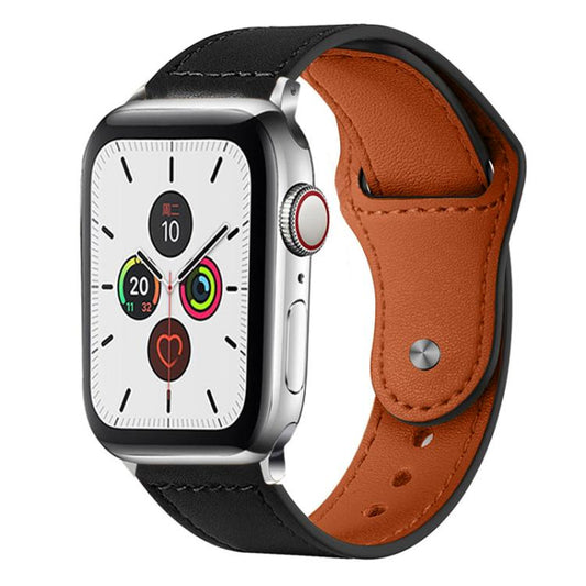 For Apple Watch 38 / 40 / 41 / S10 42mm xDfind Rivet Buckle Genuine Leather Watch Band(Black) - Watch Bands by xDfind | Online Shopping UK | buy2fix