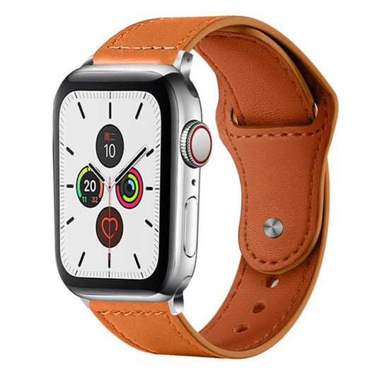 For Apple Watch 38 / 40 / 41 / S10 42mm xDfind Rivet Buckle Genuine Leather Watch Band(Brown) - Watch Bands by xDfind | Online Shopping UK | buy2fix