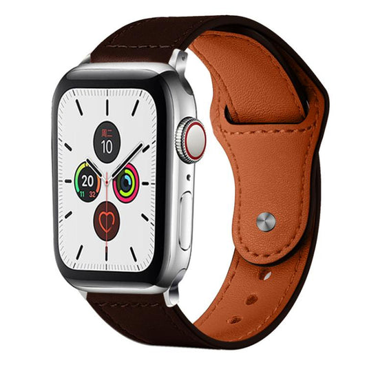 For Apple Watch 38 / 40 / 41 / S10 42mm xDfind Rivet Buckle Genuine Leather Watch Band(Dark Brown) - Watch Bands by xDfind | Online Shopping UK | buy2fix
