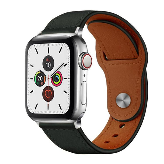 For Apple Watch 38 / 40 / 41 / S10 42mm xDfind Rivet Buckle Genuine Leather Watch Band(Green) - Watch Bands by xDfind | Online Shopping UK | buy2fix