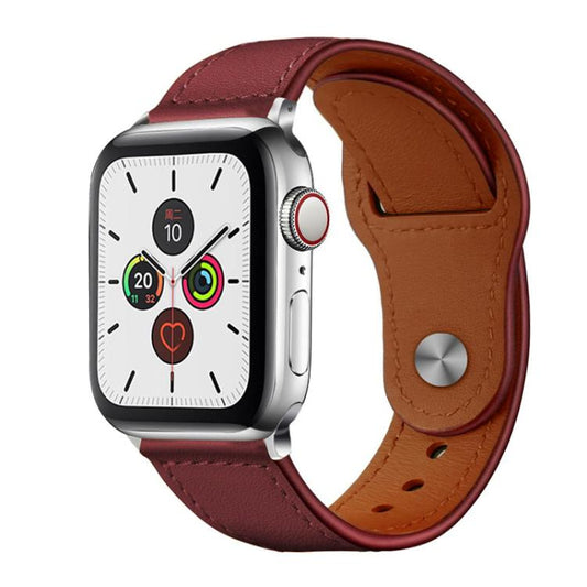 For Apple Watch 38 / 40 / 41 / S10 42mm xDfind Rivet Buckle Genuine Leather Watch Band(Hawthorn Red) - Watch Bands by xDfind | Online Shopping UK | buy2fix