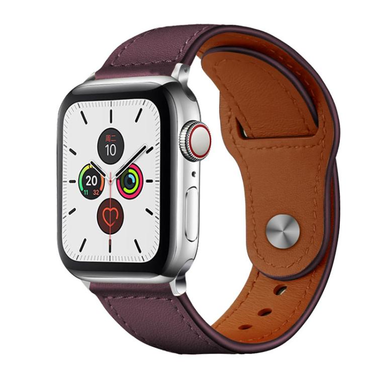 For Apple Watch 38 / 40 / 41 / S10 42mm xDfind Rivet Buckle Genuine Leather Watch Band(Jujube Red) - Watch Bands by xDfind | Online Shopping UK | buy2fix