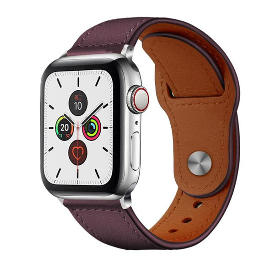 For Apple Watch 38 / 40 / 41 / S10 42mm xDfind Rivet Buckle Genuine Leather Watch Band(Jujube Red) - Watch Bands by xDfind | Online Shopping UK | buy2fix