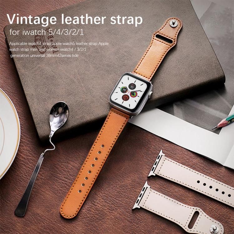 For Apple Watch 38 / 40 / 41 / S10 42mm xDfind Rivet Buckle Genuine Leather Watch Band(Green) - Watch Bands by xDfind | Online Shopping UK | buy2fix