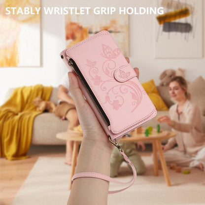 For Google Pixel 10 Pro XL / 9 Pro XL Butterfly Love Flower Multi-card Zipper Wallet Leather Phone Case(Pink) - Google Cases by buy2fix | Online Shopping UK | buy2fix