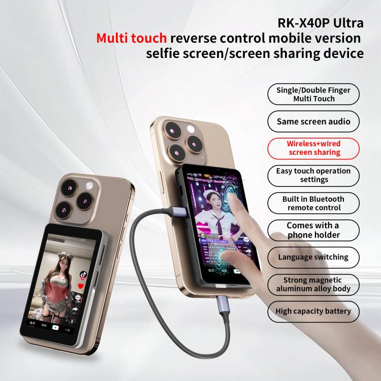 RK-X40P Mobile Phone MagSafe Magnetic Rear Selfie Projector with Stand(Black) - Others Accessories by buy2fix | Online Shopping UK | buy2fix