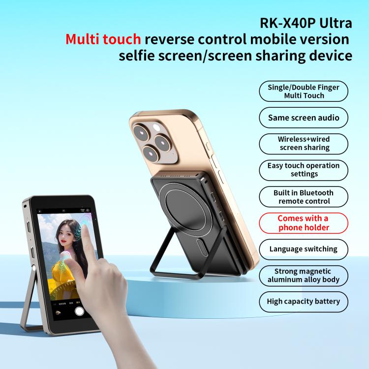 RK-X40P Mobile Phone MagSafe Magnetic Rear Selfie Projector with Stand(Black) - Others Accessories by buy2fix | Online Shopping UK | buy2fix