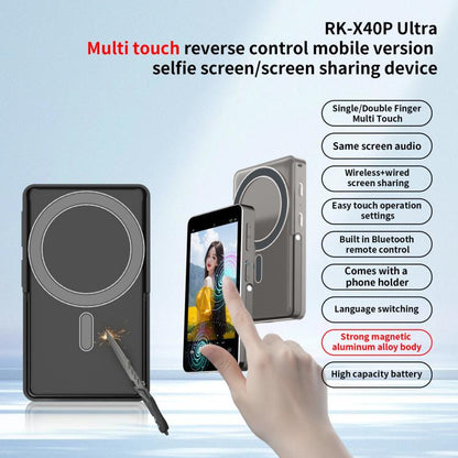 RK-X40P Mobile Phone MagSafe Magnetic Rear Selfie Projector with Stand(Grey) - Others Accessories by buy2fix | Online Shopping UK | buy2fix