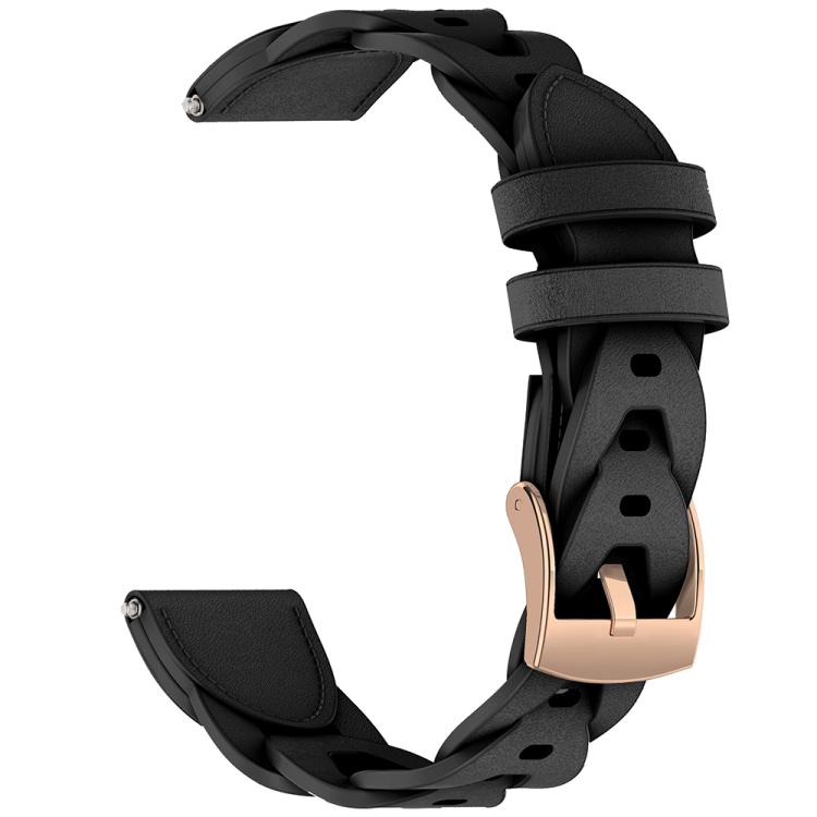 18mm Rose Gold Buckle Twist Leather Watch Band(Black) - 18mm Bands by buy2fix | Online Shopping UK | buy2fix