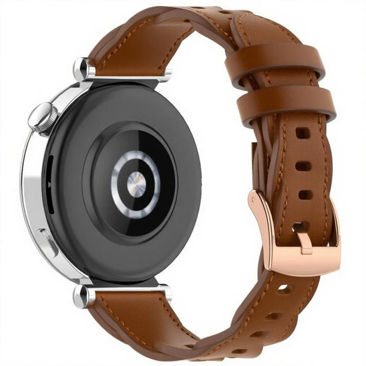 18mm Rose Gold Buckle Twist Leather Watch Band(Brown) - 18mm Bands by buy2fix | Online Shopping UK | buy2fix