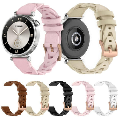 18mm Rose Gold Buckle Twist Leather Watch Band(Apricot) - 18mm Bands by buy2fix | Online Shopping UK | buy2fix