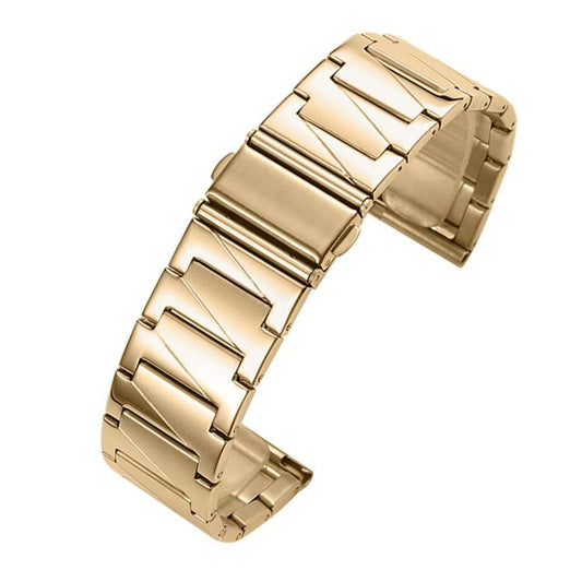 22mm xDfind Stepped Stainless Steel Watch Band(Gold) - 22mm Bands by xDfind | Online Shopping UK | buy2fix