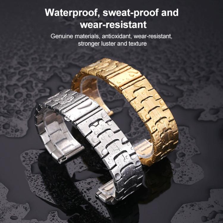22mm xDfind Stepped Stainless Steel Watch Band(Gold) - 22mm Bands by xDfind | Online Shopping UK | buy2fix