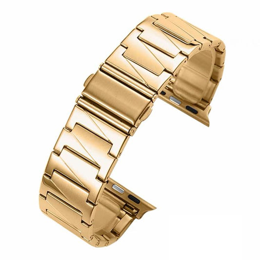 For Apple Watch 42 / 44 / 45 / 46 / 49mm xDfind Stepped Stainless Steel Watch Band(Gold) - Watch Bands by xDfind | Online Shopping UK | buy2fix