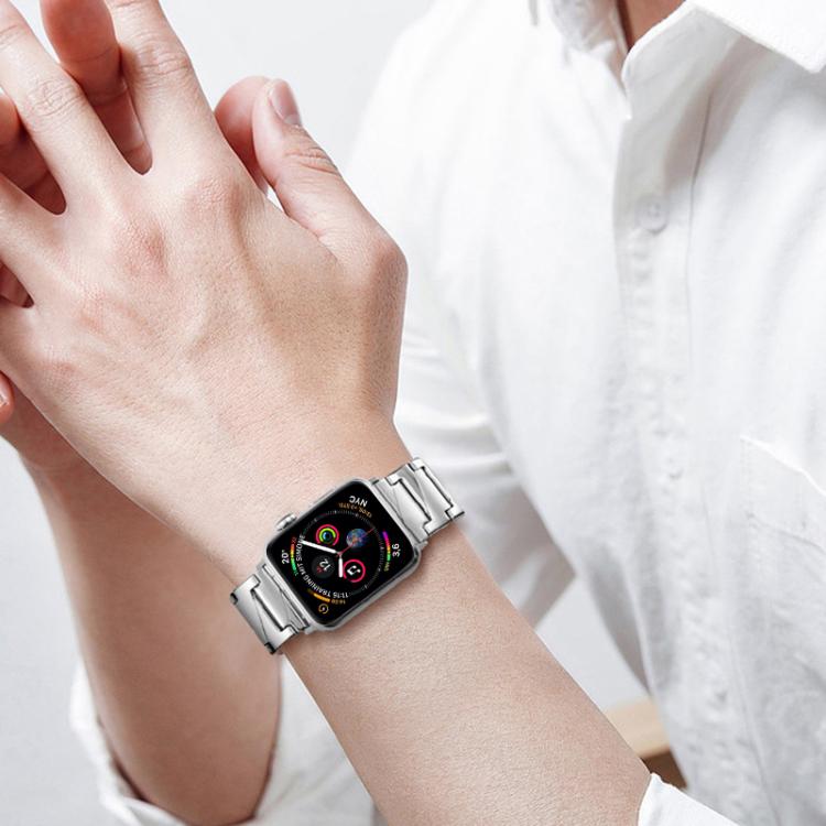 For Apple Watch 38 / 40 / 41 / S10 42mm xDfind Stepped Stainless Steel Watch Band(Silver) - Watch Bands by xDfind | Online Shopping UK | buy2fix