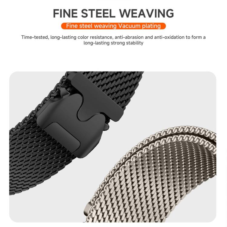 For Amazfit T-Rex 3 xDfind Milanese Parachute Buckle Stainless Steel Watch Band(Black) - Watch Bands by xDfind | Online Shopping UK | buy2fix