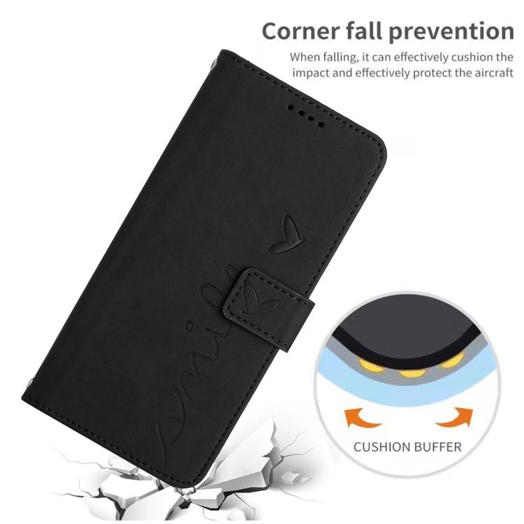 For iPhone Air Skin Feel Heart Embossed Leather Phone Case with Long Lanyard(Black) - iPhone Air Cases by buy2fix | Online Shopping UK | buy2fix