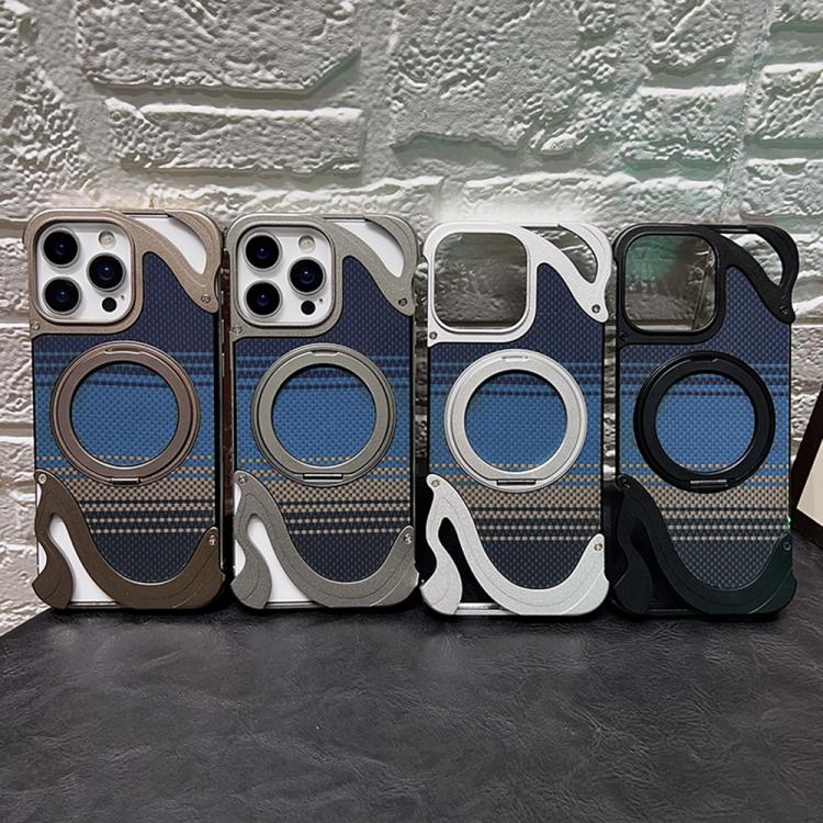 For iPhone 14 Pro Metal Frameless 360 Degree Rotation Holder MagSafe Phone Case(Silver) - iPhone 14 Pro Cases by buy2fix | Online Shopping UK | buy2fix