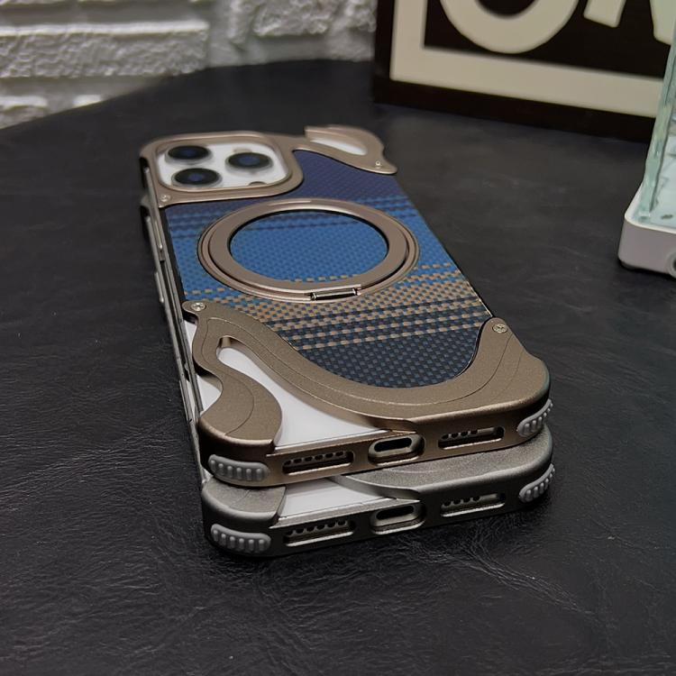 For iPhone 14 Pro Metal Frameless 360 Degree Rotation Holder MagSafe Phone Case(Silver) - iPhone 14 Pro Cases by buy2fix | Online Shopping UK | buy2fix