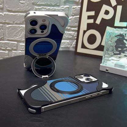 For iPhone 14 Pro Max Metal Frameless 360 Degree Rotation Holder MagSafe Phone Case(Black) - iPhone 14 Pro Max Cases by buy2fix | Online Shopping UK | buy2fix