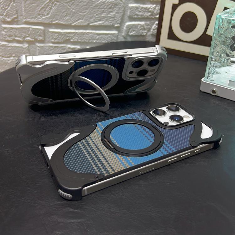 For iPhone 14 Pro Max Metal Frameless 360 Degree Rotation Holder MagSafe Phone Case(Black) - iPhone 14 Pro Max Cases by buy2fix | Online Shopping UK | buy2fix