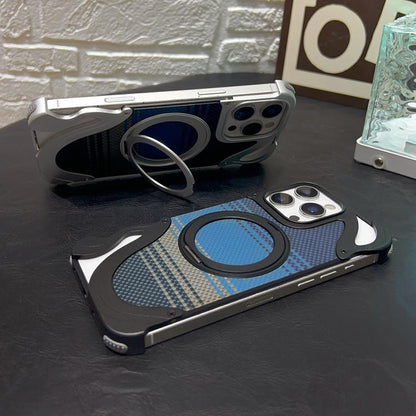 For iPhone 14 Pro Metal Frameless 360 Degree Rotation Holder MagSafe Phone Case(Black) - iPhone 14 Pro Cases by buy2fix | Online Shopping UK | buy2fix