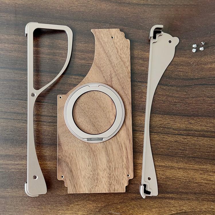 For Samsung Galaxy S23 Ultra 5G Walnut Metal Frameless 360 Degree Rotation Holder MagSafe Phone Case(Titanium Color) - Galaxy S23 Ultra 5G Cases by buy2fix | Online Shopping UK | buy2fix