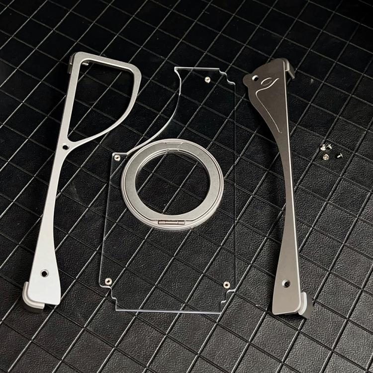 For Samsung Galaxy S23 Ultra 5G Metal Frameless 360 Degree Rotation Holder MagSafe Transparent Phone Case(Silver) - Galaxy S23 Ultra 5G Cases by buy2fix | Online Shopping UK | buy2fix