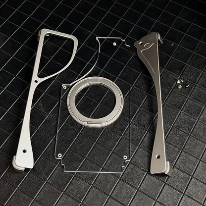 For Samsung Galaxy S23 Ultra 5G Metal Frameless 360 Degree Rotation Holder MagSafe Transparent Phone Case(Dessert Gold) - Galaxy S23 Ultra 5G Cases by buy2fix | Online Shopping UK | buy2fix