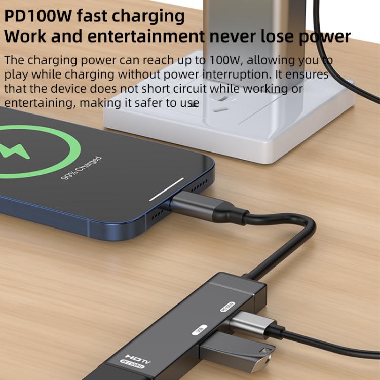 Type-C to Type-C, USB-A, HDMI HUB Docking Station(Grey) - USB HUB by buy2fix | Online Shopping UK | buy2fix