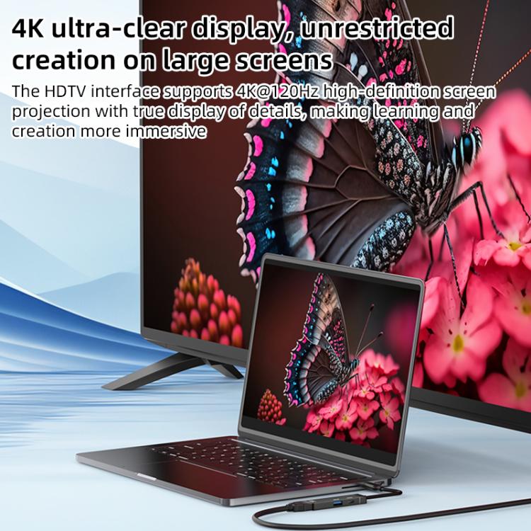 Type-C to Type-C, USB-A, HDMI HUB Docking Station(Grey) - USB HUB by buy2fix | Online Shopping UK | buy2fix