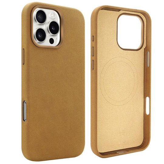 For iPhone 16 Pro Max VIETAO Suede MagSafe PU Leather Phone Case(Light Brown)