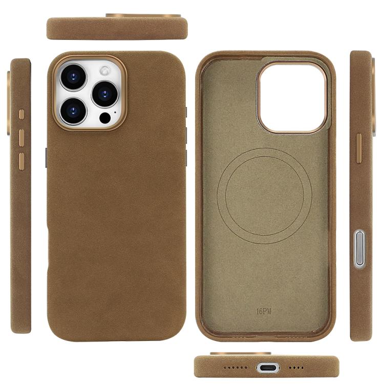 For iPhone 16 Pro VIETAO Suede MagSafe PU Leather Phone Case(Dark Brown) - iPhone 16 Pro Cases by VIETAO | Online Shopping UK | buy2fix