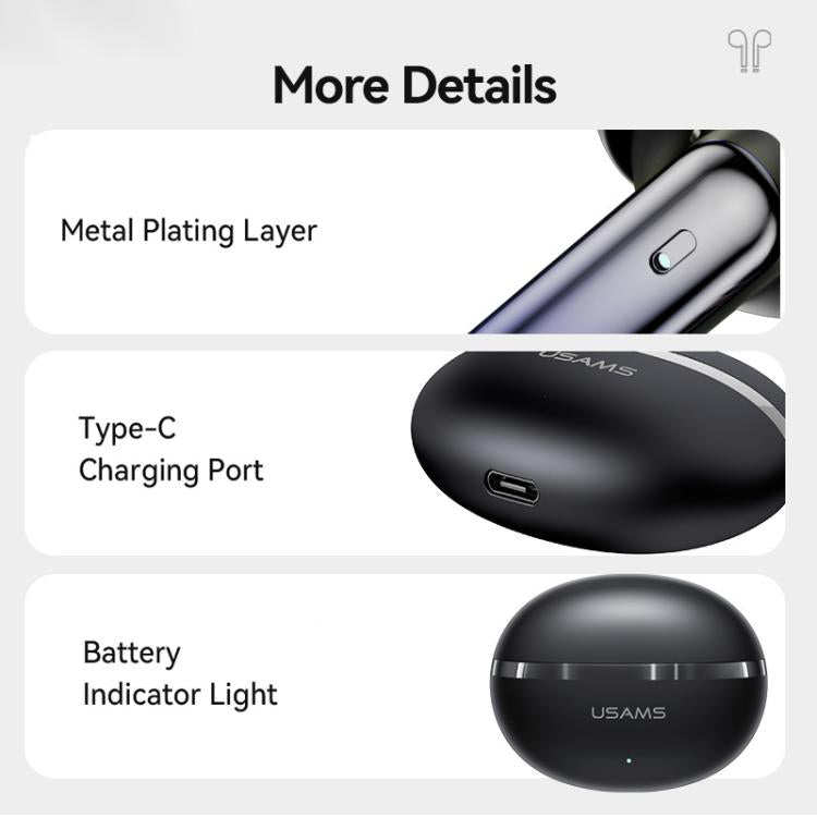 USAMS Echo E02 ANC and ENC In-Ear TWS Wireless Bluetooth Earphones(White) - TWS Earphone by USAMS | Online Shopping UK | buy2fix