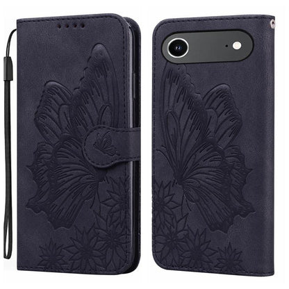 For iPhone Air Retro Skin Feel Butterflies Embossing Horizontal Flip Leather Phone Case(Black) - iPhone Air Cases by buy2fix | Online Shopping UK | buy2fix