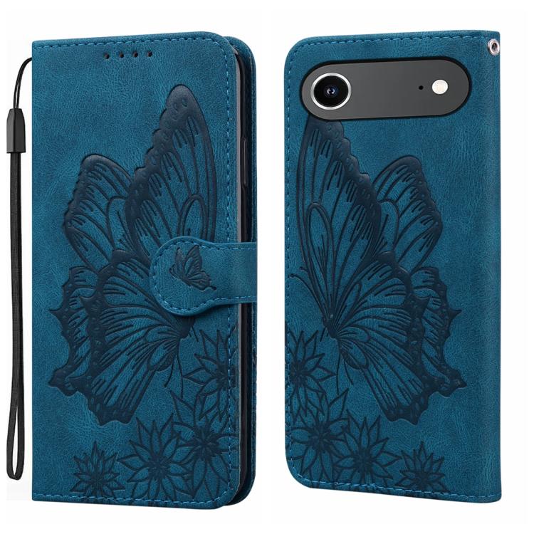 For iPhone Air Retro Skin Feel Butterflies Embossing Horizontal Flip Leather Phone Case(Blue) - iPhone Air Cases by buy2fix | Online Shopping UK | buy2fix