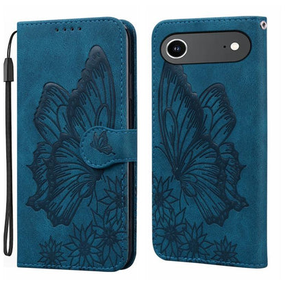 For iPhone Air Retro Skin Feel Butterflies Embossing Horizontal Flip Leather Phone Case(Blue) - iPhone Air Cases by buy2fix | Online Shopping UK | buy2fix