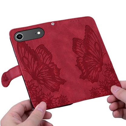 For iPhone Air Retro Skin Feel Butterflies Embossing Horizontal Flip Leather Phone Case(Red) - iPhone Air Cases by buy2fix | Online Shopping UK | buy2fix
